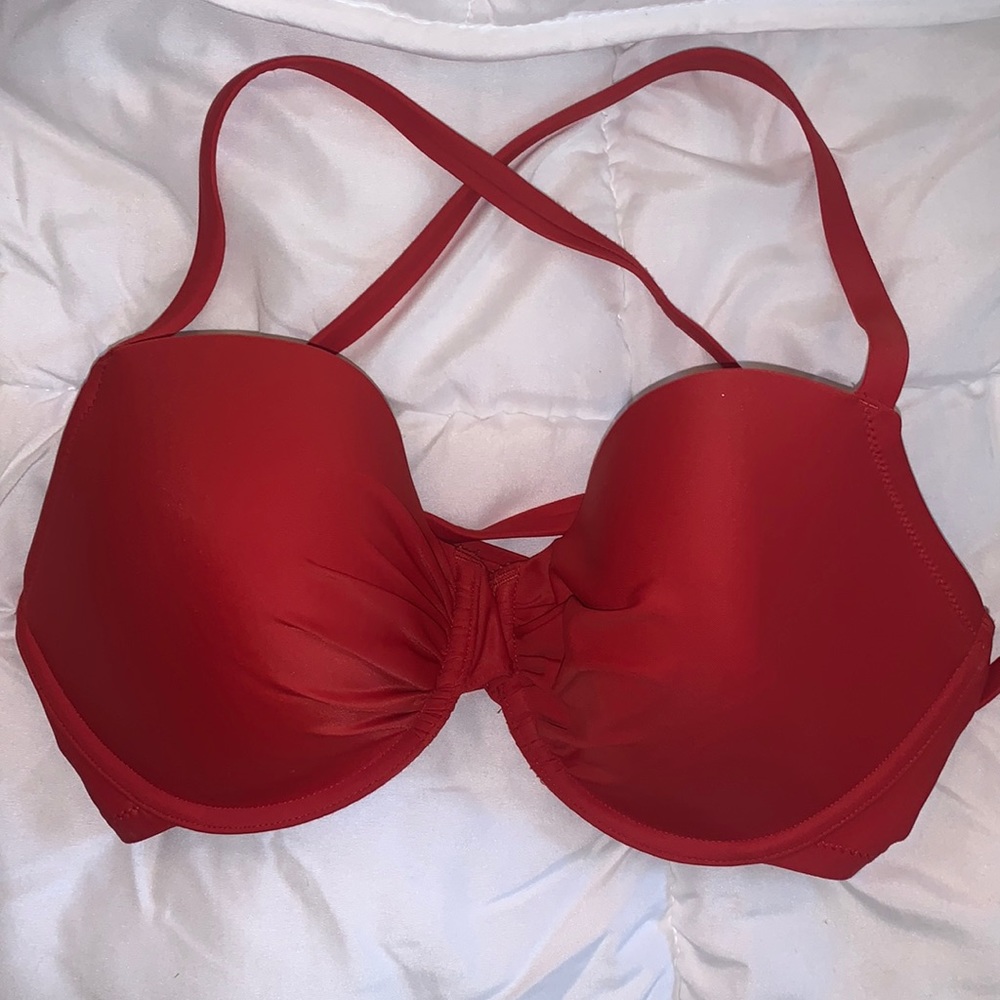 Red Aerie Lace up Bikini Top